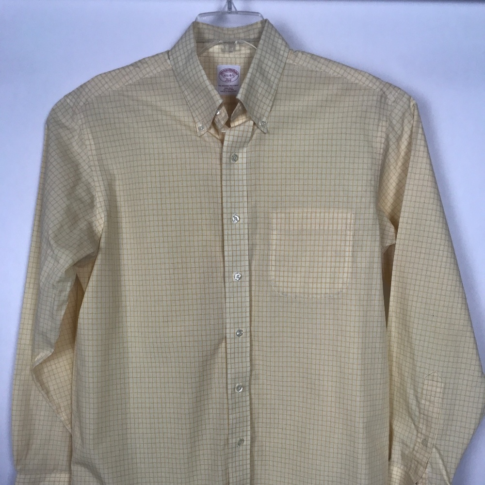 BROOKS BROTHERS Yellow & Orange Shirt 15 1/2 - 4/5